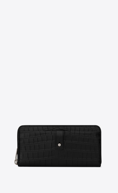 Sac de Jour zippered wallet in crocodile embossed leather